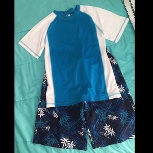 Free Shipping! Boy’s swim trunks & rashguard